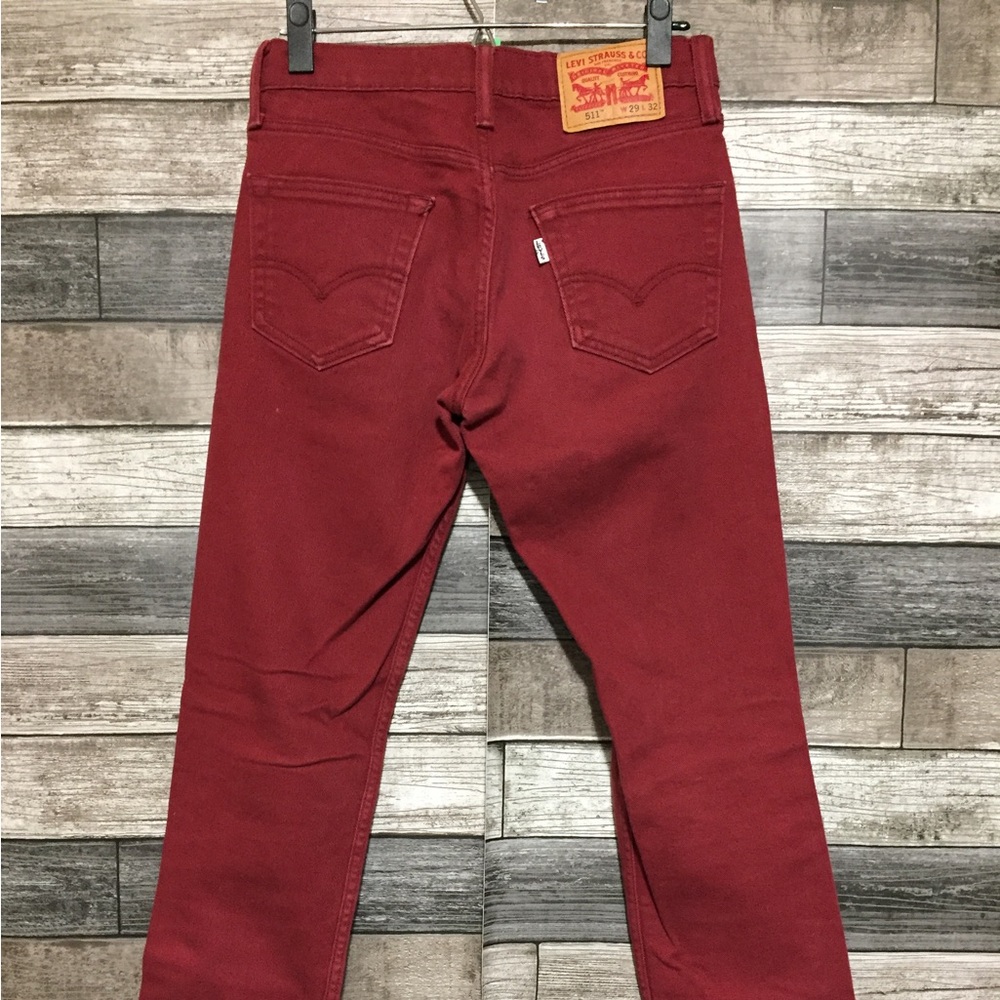 Levi’s 511 Slim Jeans Men’s 29x32 Red Denim Stretch Casual - Picture 8 of 10